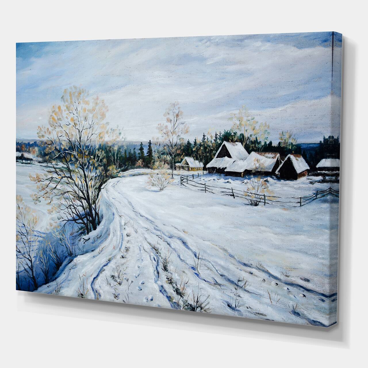 Designart - Country Road In Winter Times II - Traditional Canvas Wall Art Print